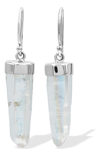 Aretes Colgantes De Cristal De Cuarzo Angel Aura En Plata