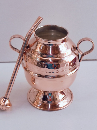 Imagen 2 de 5 de Mate De Cobre 99.9 %hecho A Mano Alto 11 Cm 250cc