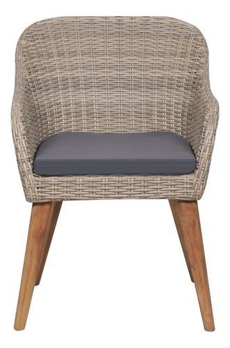 Sillas De Exterior Con Cojines 2 Piezas Poly Rattan Brown Color Café