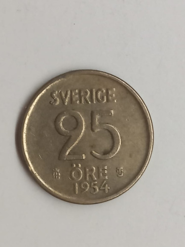 Moneda Suecia -25 Ore- 1954- Plata- Exc.- Km 824