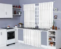 Comprar Kit Cortinas De Cozinha Em Renda P\u002Fjanela E Pia Renda Tulipa