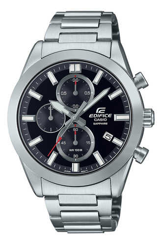Pulseira de relógio masculina Casio EFB-710D-1AVUDF Edifice, cor: prata, moldura, cor de fundo prateada, cor de fundo preta