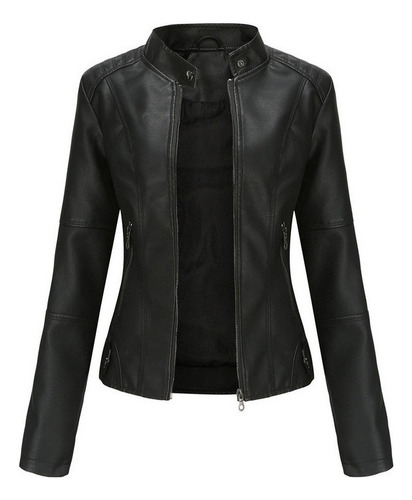 Cazadora Biker Casual De Piel Para Mujer