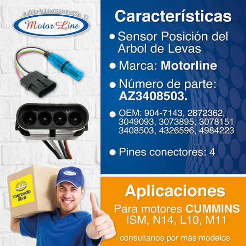 Imagen 3 de 6 de Sensor Cummins L10, M11, Ism, N14 Posición Levas 3408503