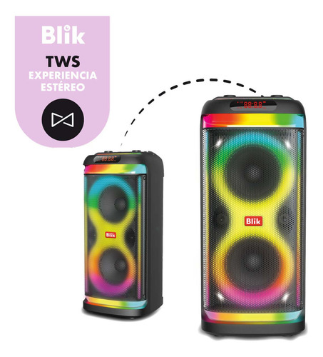 Parlante Bluetooth Karaoke Blik Lightmax6 Color Negro