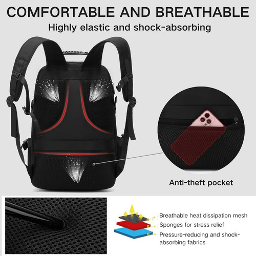 Mochila De Viaje Deportiva Gym Impermeable Para Hombre De Grande Capacidad 80l Con Compartimentos Para Zapatos Y Laptop De 18'' Escolar Negro Con Puerto De Carga Usb