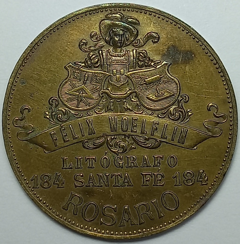 Medalla Publicidad Felix Woelflin Litografo Rosario (r. 072)