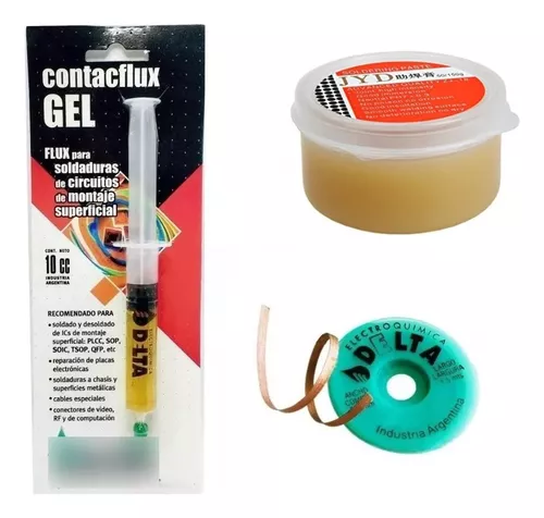 Kit Para Soldar Flux Gel 10cc Malla Desoldante Pasta D01