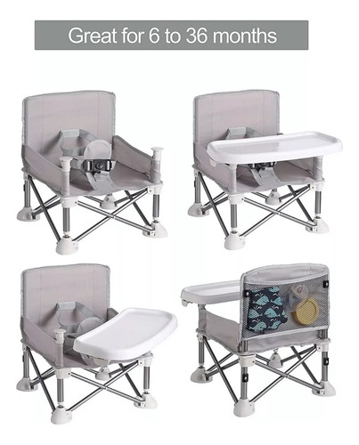 Silla Periquera Para Bebe Alimentacion Portatil Plegable Color Gris Gray