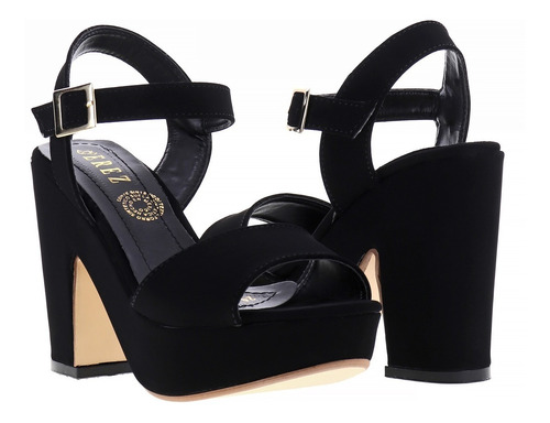 Imagen 1 de 4 de Zapatos De Tacón 10cm Mujer Plataforma Ante Negro 