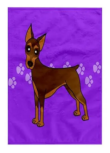 Toalla 3d De Doberman Pinscher Rojo - Perro Cartoon - Morado