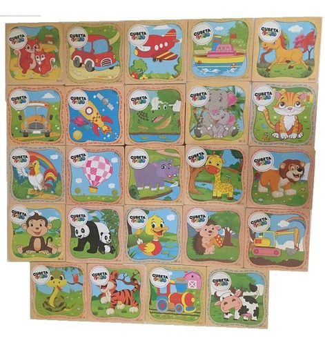 Pack 5 Rompecabezas De Madera 16 Piezas Didáctico Infantil