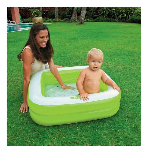 Imagen 4 de 4 de Pileta inflable cuadrada Intex 57100 de 85cm x 85cm x 23cm 57L verde y blanca