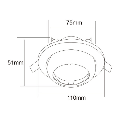 Imagen 4 de 4 de Lampara Empotrable Techo Dirigible Mr16 Negro Gu5.3 Yd-345/n