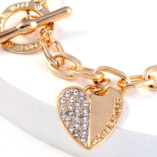 Brazalete De Diamante En Forma De Corazón Con Hebilla En T D
