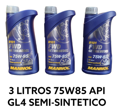 Aceite 75w85 Api Gl4 Caja De Cambios Y Diferencial 3 Lts