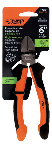 Pinza Corte Diagonal 6' Mango Comfort Grip, Truper Expert
