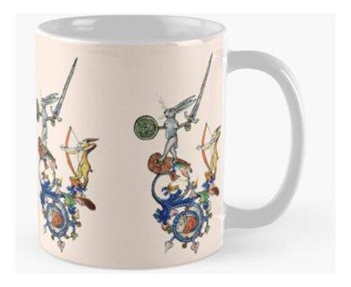 Taza Bestiario Medieval Extraño Conejos Asesinos Con Espada 