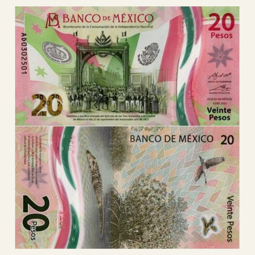 Cédula México - 20 Pesos 2021 - Polímero Fe