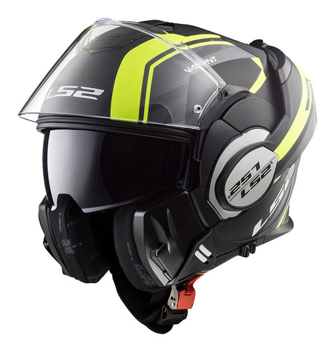 Capacete Articulado Oculos Ls2 Ff399 Valiant Line Amarelo