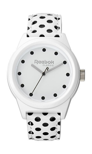 Reloj Reebok Classic R Polka Dots Rc-cpd-l2-pwlw-wb Dama Color de la malla BLANCA CON LUNARES NEGROS Color del bisel Blanco Color del fondo Blanco