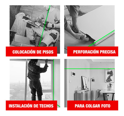 Nivel Láser Verde 16 Líneas 4d Batería Multiusos + Lentes