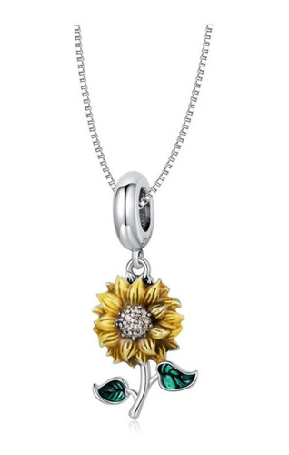 Collar Cadena Regalo Para Mujer Dije Flor Girasol En Plata 