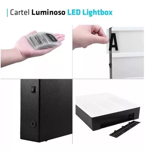 Cartel Luminoso Led Pizarra Light Box 10x15cm 85 Piezas Ade