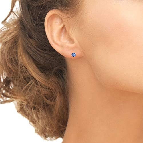 Pendientes Azules Para Mujer, Pendientes De Tuerca De Plata