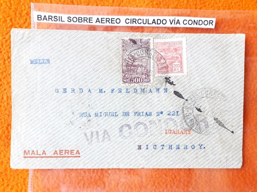 Sobre Circulado Aereo Via Cóndor Año 1933