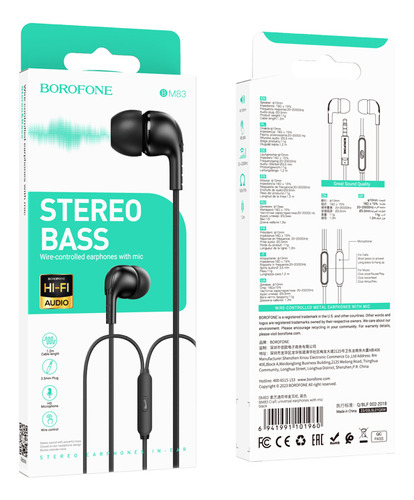 Audifonos Manos Libre Borofone Bm83 Craft Negro