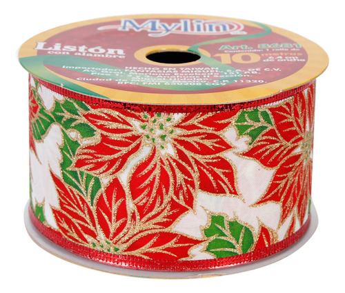Liston Navideño Rojo Con Dorado Decoracion Del Hogar