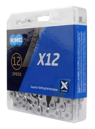 Cadena Kmc X12-12 Velocidades 126  Eslabones Silver/black