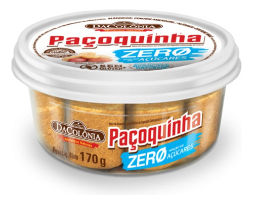 Paçoquinha Dacolônia Zero Açúcar Pote 170g