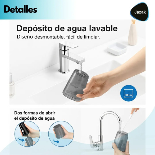 Irrigador Dental Eléctrico Jazak / Linea Profesional / Con 4 Boquillas + Cepillo De Dientes / Giro 360° / Presión Ajustable / Ipx7 / Portátil / Higiene Bucal / Limpieza Interdental / Cuidado Encías