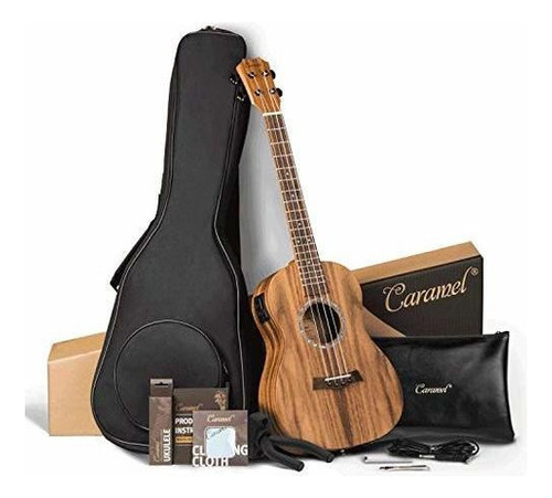 Caramelo Cb207 Ukelele Acustico Electrico Baritono Acacia