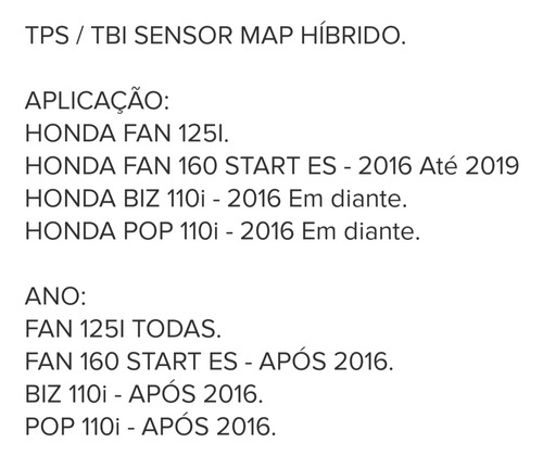 Sensor Tps Tbi Map Híbrido Biz 110i Pop 110i - Fan 125l