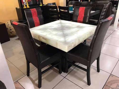 Comedor 4 Sillas Moderno Piedra Onix Minimalista