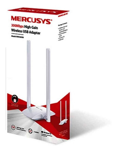 Adaptador Inalambrico Usb Mercusys Mw300uh 300mbps 2 Antenas