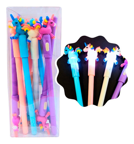 12 Lapiceras Kawaii Con Luz Souvenirs Cumpleaños Infantil