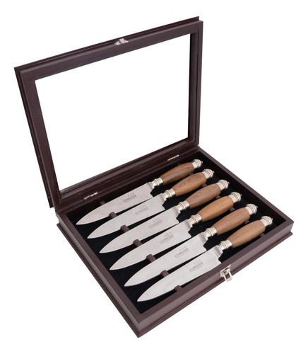 Juego De 6 Cuchillos Schmieden Colección Imperial Mango Marrón