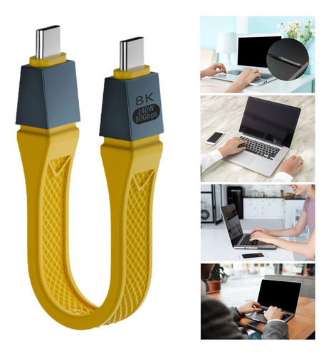 Cabo Usb C Usb C Para Usb C Cabo 80 Gbps 13 Cm 240w Amarelo