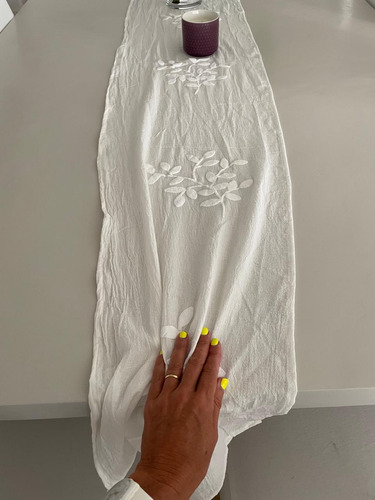 Caminos De Mesa Individual Doble Gasas Algodón Hojas 2,50 Cm Blanco Mitre