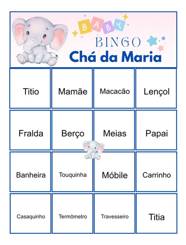 Cartelas De Bingo Chá De Bebê: 70 Cartelas Pdf Baby