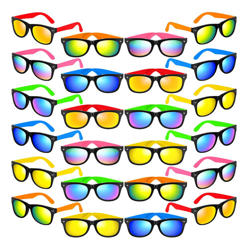 Paquete 24 Gafas De Sol Neón Para Niños Con Protección Uv400