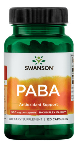 Paba 500mg Acido Paraaminobenzoico 120 Cap Complejo B Eg C17