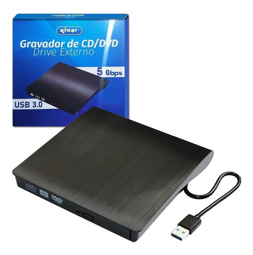 Gravador Externo Cd Dvd Usb Knu Usb 3.0 Portatil Notebook