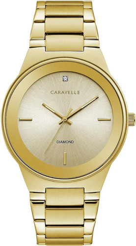 Caravelle Modern Quartz Mens Watch, Stainless Steel Diamond