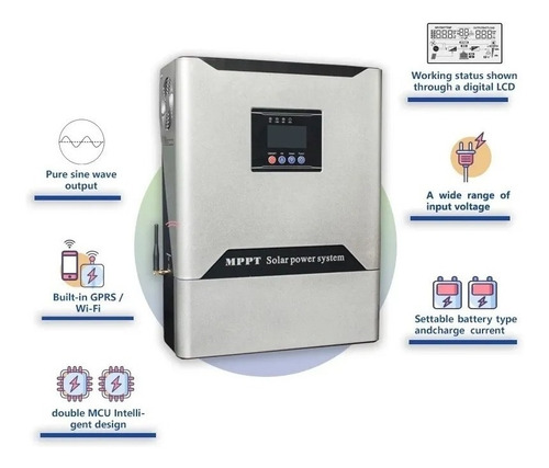 Imagen 7 de 9 de Inversor Solar 1000w Hibrido Nkm Mppt 1kw 24v-110v 30a