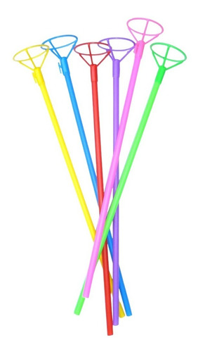 Imagen 2 de 4 de Pack X5 Palitos Porta Globos 40cm Colores Surtidos